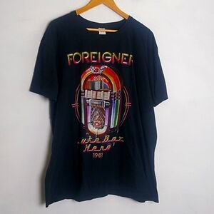 Foreigner Vintage 1981 Juke Box Hero T Shirt size XXL 2xl Black Song List